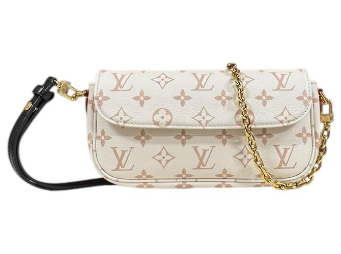 Bolso de cadena Louis Vuitton Ivy Monogram Dune Wallet Blanco Beige