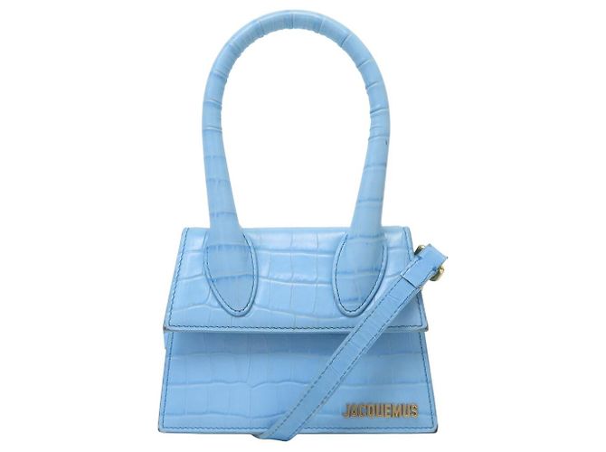 BOLSA JACQUEMUS LE CHIQUITO MÉDIA EM COURO ESTILO CROCODILO Azul