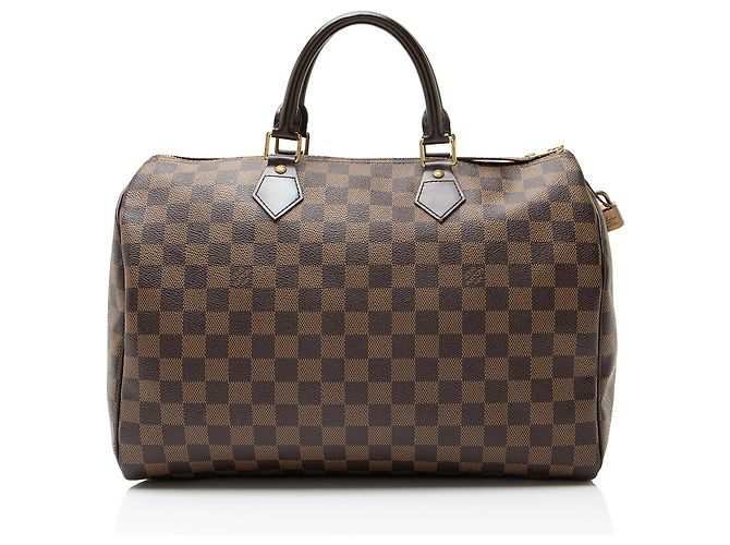 Bolsa Speedy 35 Damier Ebene da Louis Vuitton Marrom