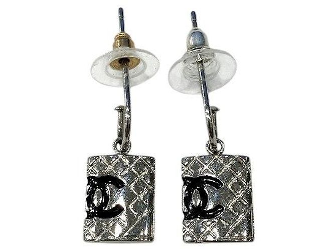 Orecchini Chanel Cambon Argento Metallico Metallo