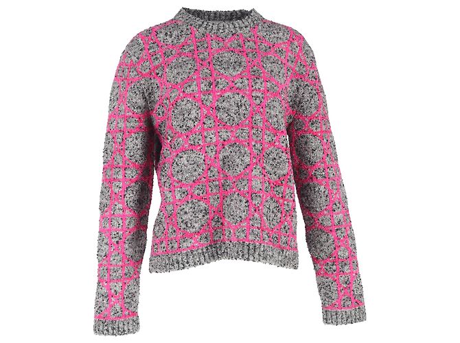 Dior 2024 Pullover aus grauem Polyamid mit Cannage-Muster 