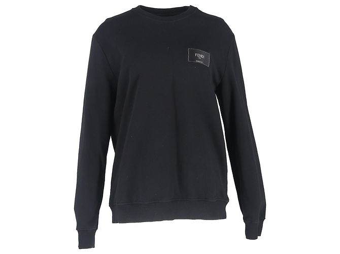 Fendi Rundhals-Sweatshirt aus schwarzer Baumwolle