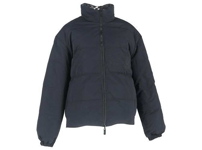 Giacca Puffer a quadri Burberry in nylon nero