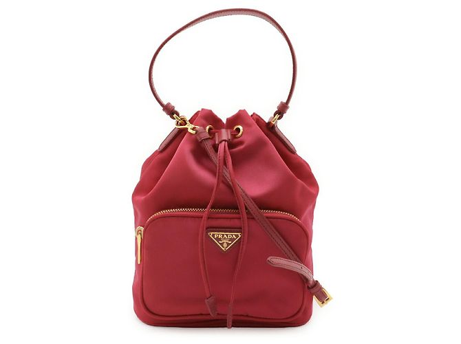 Borsa a secchiello in nylon e pelle Prada 2WAY Rosa