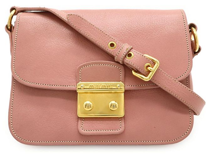 Borsa a spalla in pelle Miu Miu rosa
