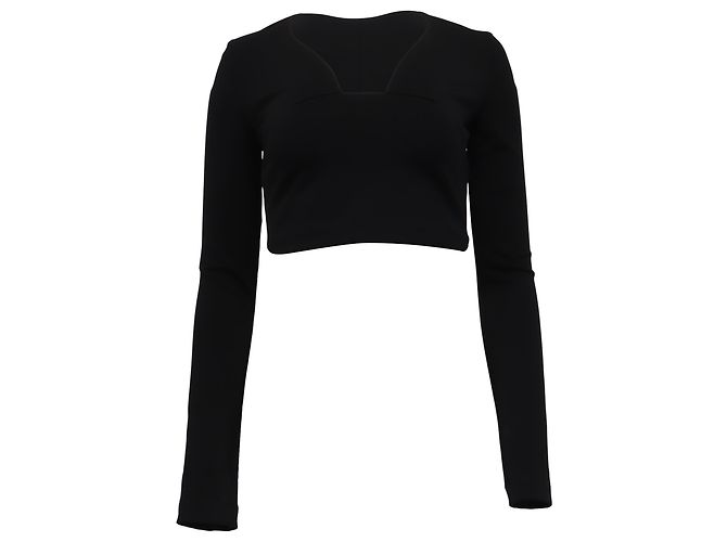 Crop top a maniche lunghe Givenchy in viscosa nera Nero