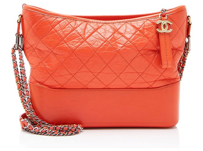 Chanel Aged Calfskin Gabrielle Medium Hobo Orange