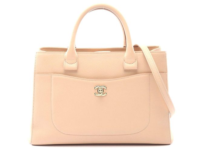 Executive Bolsa Tote Executiva Neo de Couro da Chanel Marrom Bege