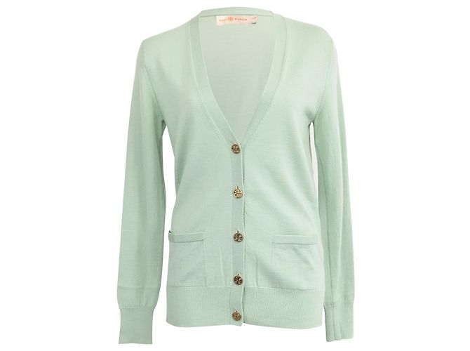 Tory Burch Knopf-Cardigan aus grüner Baumwolle
