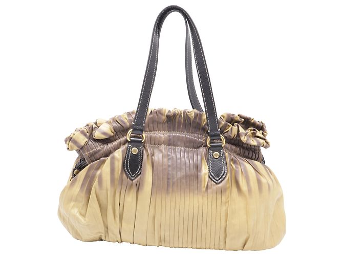 Bolsa de Ombro Plissada Ombre Etro em Couro Bege e Marrom