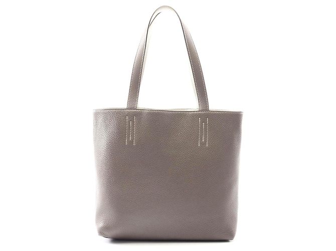 Bolsa tote de couro Double Sens 28 da Hermès Cinza