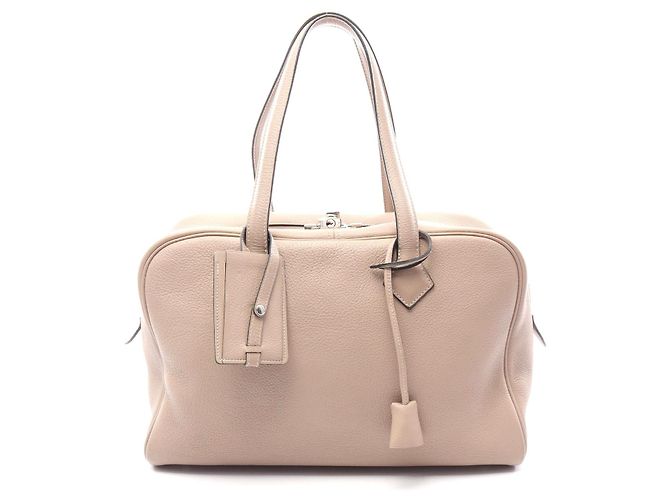 Borsa in pelle Hermès Victoria 35 Beige Marrone