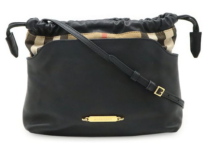 Borsa a Spalla in Pelle Mega Check Burberry Nero