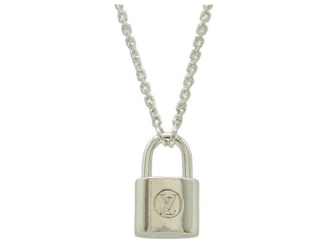 Louis Vuitton Silver Lockit Necklace Silvery Metallic