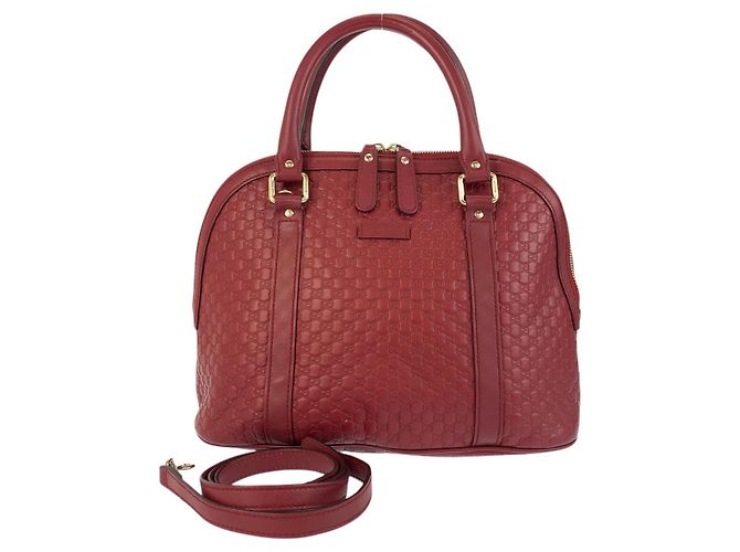 Sac à main en cuir Microguccissima de Gucci Rouge