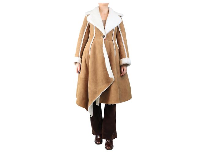 Alexander Mcqueen Manteau en suède marron avec sherpa - taille UK 8