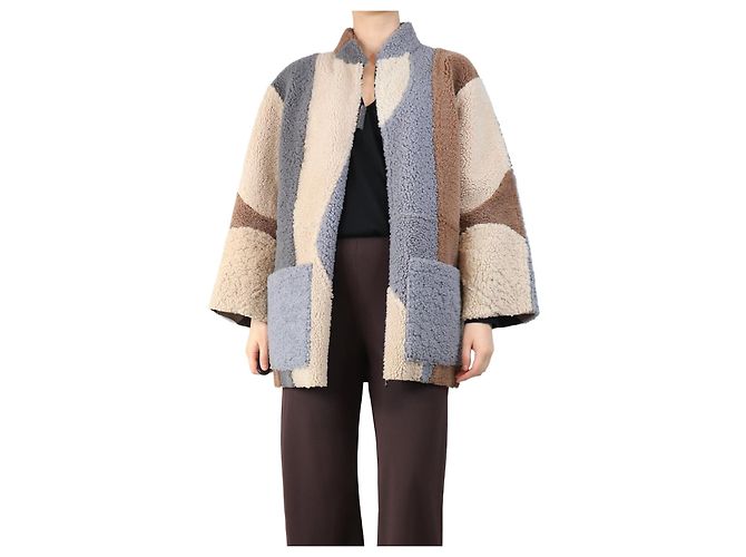 Autre Marque Brauner wendbarer Sherpa-Mantel - Größe S