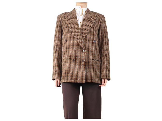 Autre Marque Doppelreihiger Blazer mit Karomuster in Braun - Einheitsgröße