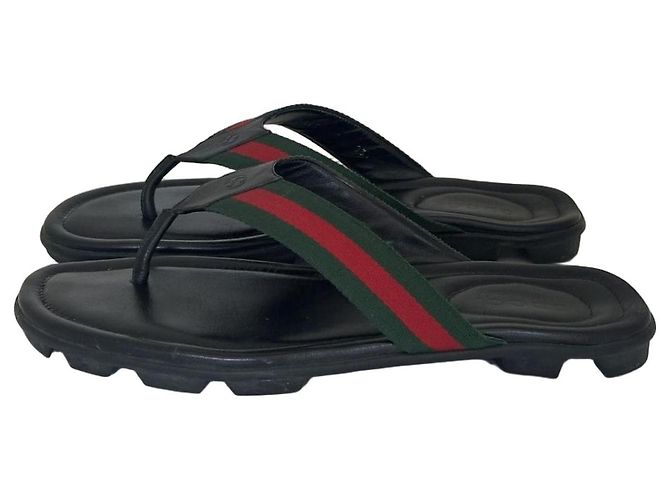 Gucci Web Trimm Flip Flops Black