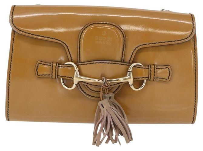 Gucci Emily Chain Flap Patent Small Beige