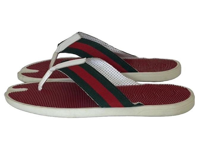 Infradito Gucci Web Trimm Bianche Cotone e Gomma Bianco