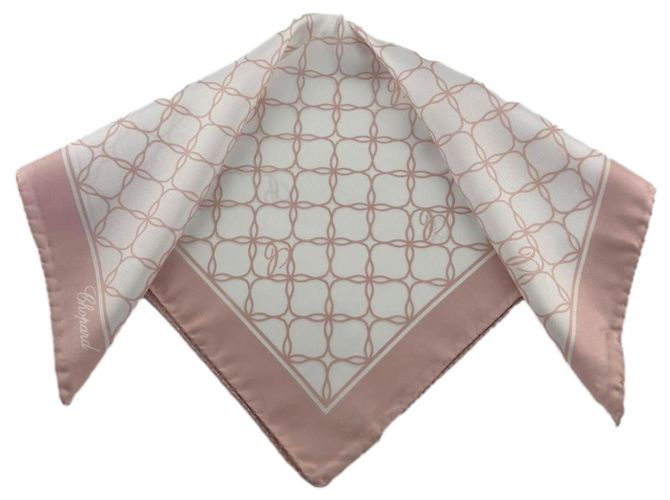 Bufanda de lujo Chopard – 100% seda natural, hecha en Italia – rosa polvo/blanco Multicolor