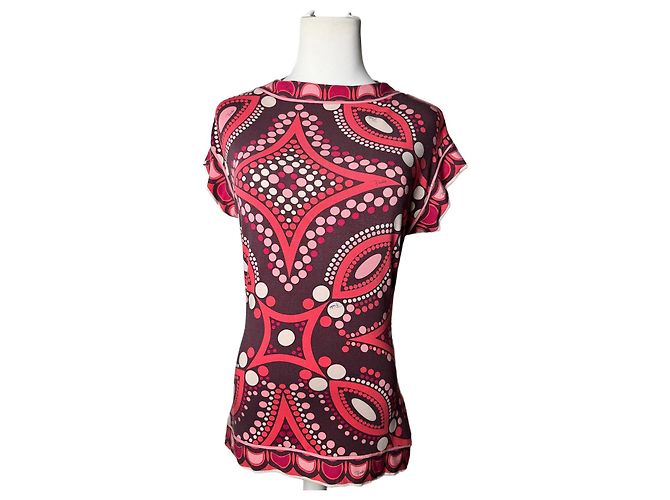 Vintage Emilio Pucci abstraktes farbiges Oberteil Rot M