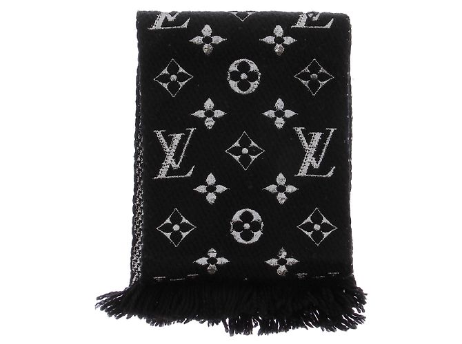 Louis Vuitton Sciarpa in lana nera e argento Nero 