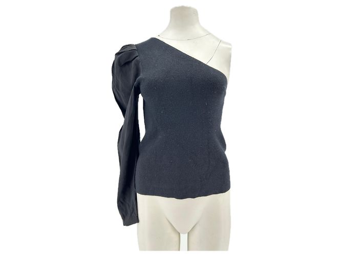 Asymmetrisches schwarzes Viscose Top von Ba&Sh