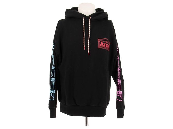 Autre Marque ARIES Kapuzenpullover schwarz mit mehrfarbigem Logo