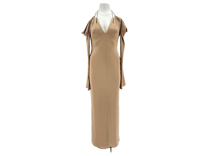 Autre Marque 16ARLINGTON Kleid beige aus Polyester Größe 8 UK