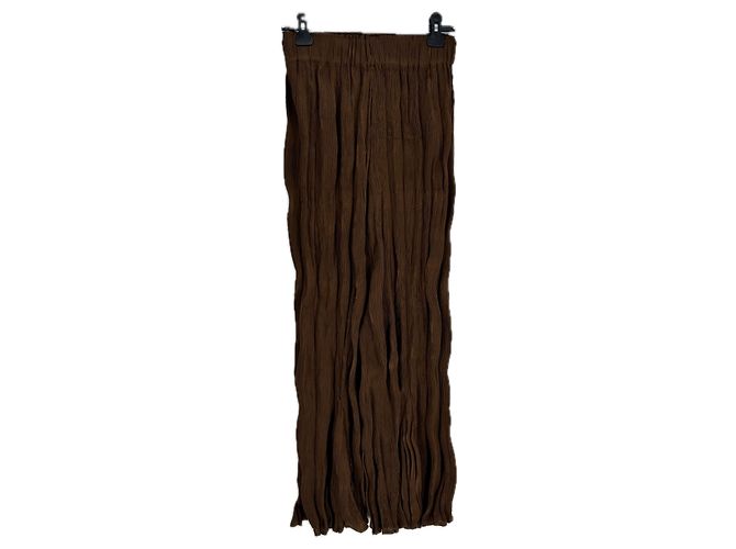 Autre Marque Pantalones plisados marrones GONGDID DESIGN Talla 34 Castaño