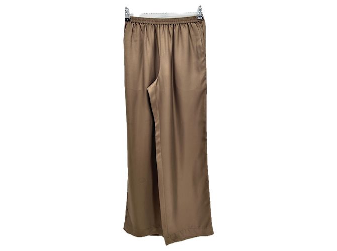 Autre Marque Pantalón de seda marrón "Alera" Castaño