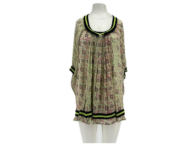 Autre Marque POUPETTE ST BARTH Grüne Bluse mit Blumenmuster aus Baumwolle