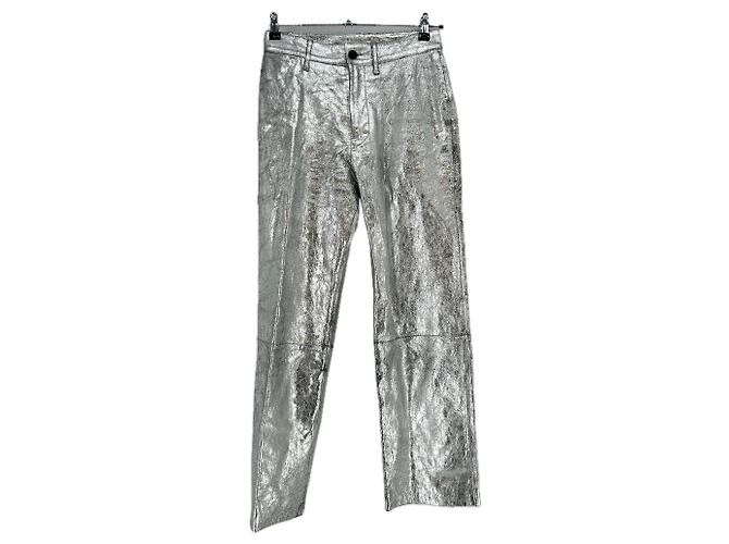 Simon Miller Calça de couro prateada Prata