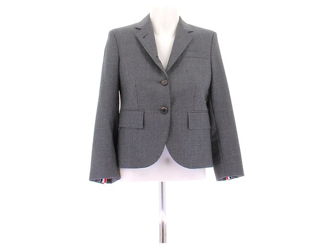 Blazer corto in lana grigia Thom Browne Grigio
