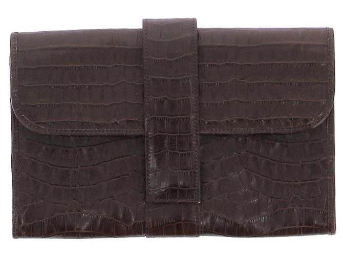 Autre Marque Pochete marrom em croco