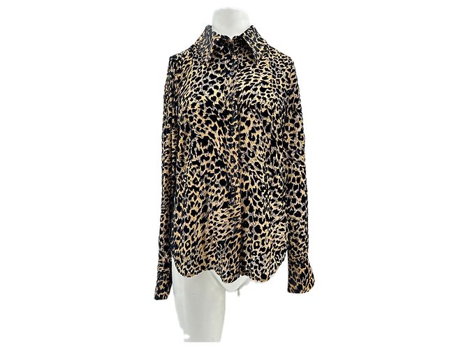 Autre Marque Camicia in seta leopardata Beige
