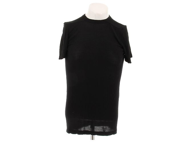 T-shirt nera in viscosa Rick Owens Nero