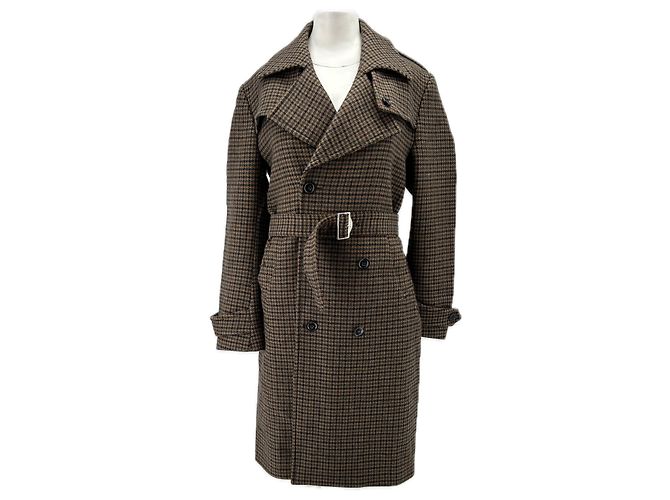 Paul Smith Brauner kariert Wollmantel