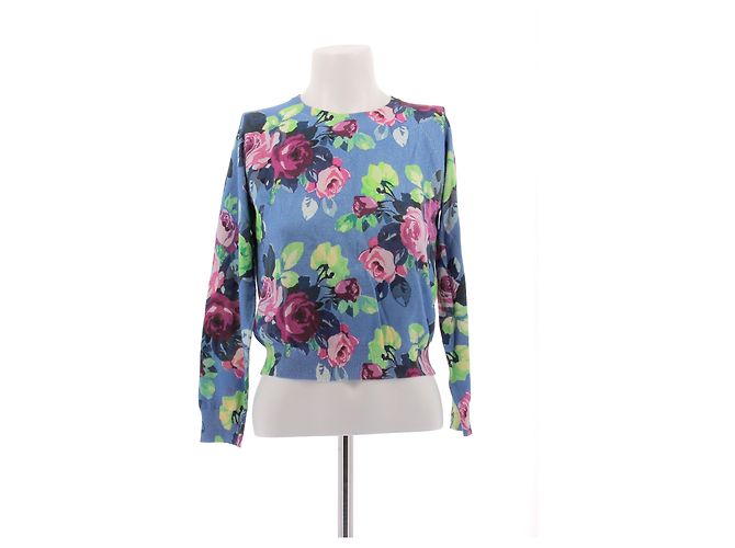 Carven Blauer Blumenpullover aus Baumwolle 
