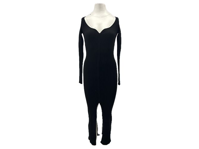 Courreges Langes Samtkleid in Schwarz
