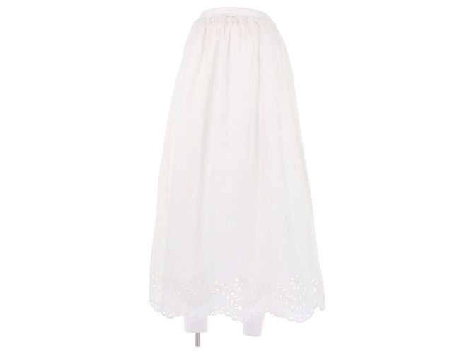 Autre Marque Falda larga de lino blanca MALINA Blanco