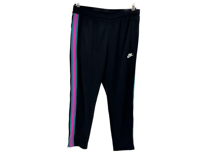 Nike Schwarze Jogginghose mit rosa und türkisfarbenen Streifen