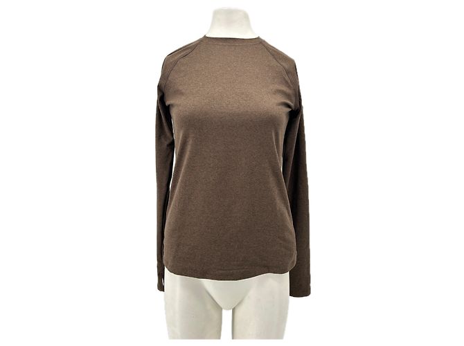 Autre Marque Dunkelbraunes Langarm-T-Shirt