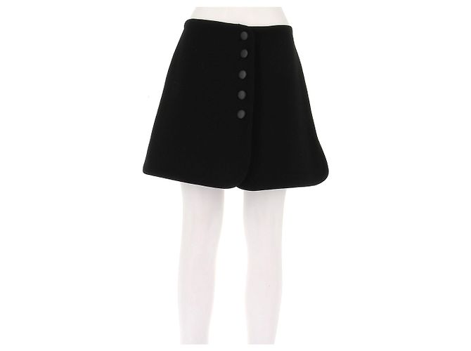 Alaïa Black Wool Button Short Skirt