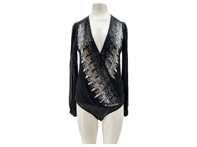 Patrizia Pepe Body trasparente con strass Nero