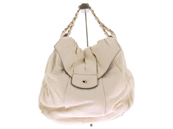 Zagliani Handtasche aus Pythonleder Weiß