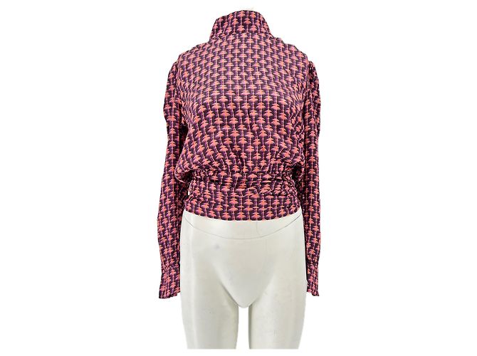 Autre Marque Blusa estampada de viscose rosa MARIA DE LA ORDEN