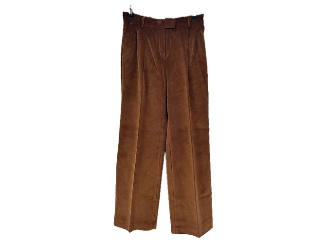 La Prestic Ouiston Pantalón de terciopelo marrón de seda Castaño
